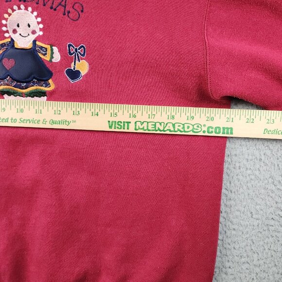 Vtg 90's Grandma Sweatshirt Women's Large Crewneck Embroidered Burgundy USA Made - Picture 7 of 8